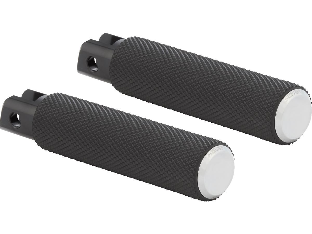 Arlen Ness Knurled Rubber Passenger Pegs Black Rubber, Chrome Endcap Arlen Ness Default Title