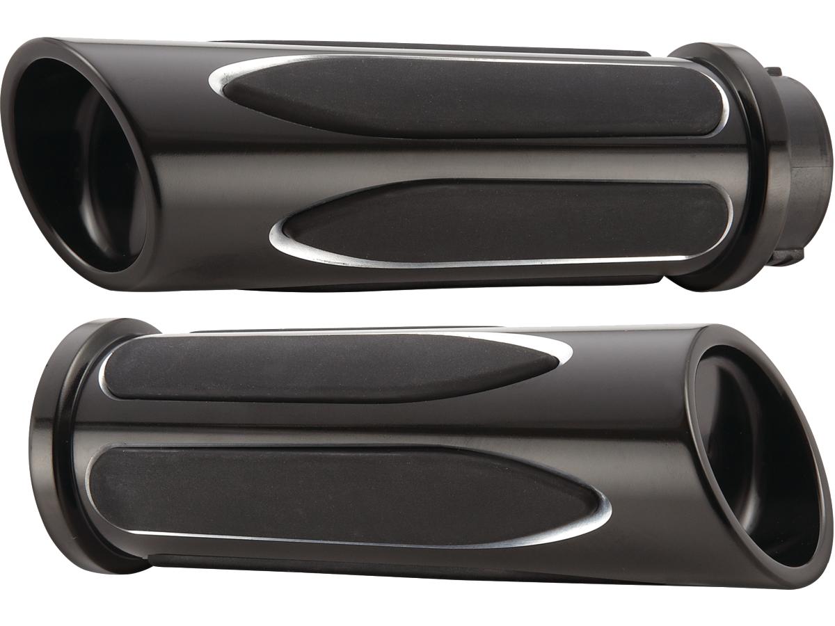 Arlen Ness Deep Cut Comfort Grips Black Anodized 1" Throttle Cables Arlen Ness Default Title