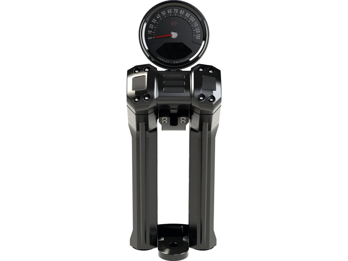 Ricks Motorcycles Club Style Pullback Riser Kit For Top Mount Round Speedometer 11,5" Height, 1 1/4" Clamp Diameter Black Anodized Ricks Motorcycles