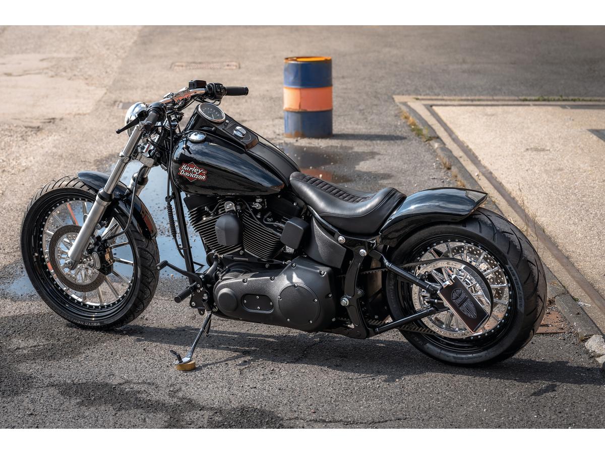 Thunderbike Rear Steel Fender For Twin Cam Softail (Narrow Frame) 200/18" Tire, With Taillight And Atto Integral Turn Signals Raw Thunderbike