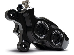 Performance Machine Race Series Monoblock Brake Caliper Black Anodized Billet Bore Caps Black Anodized Front Left Performance Machine