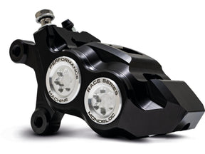 Performance Machine Race Series Monoblock Brake Caliper Clear Anodized Billet Bore Caps Black Anodized Front Left Performance Machine Default Title