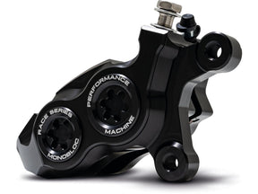 Performance Machine Race Series Monoblock Brake Caliper Black Anodized Billet Bore Caps Black Anodized Front Right Performance Machine