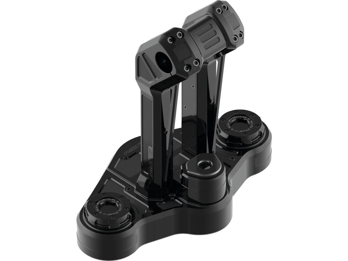 Ricks Motorcycles Club Style Pullback Riser And Triple Tree Cover Kit 7" Height, 1 1/4" Clamp Diameter Black Anodized Ricks Motorcycles