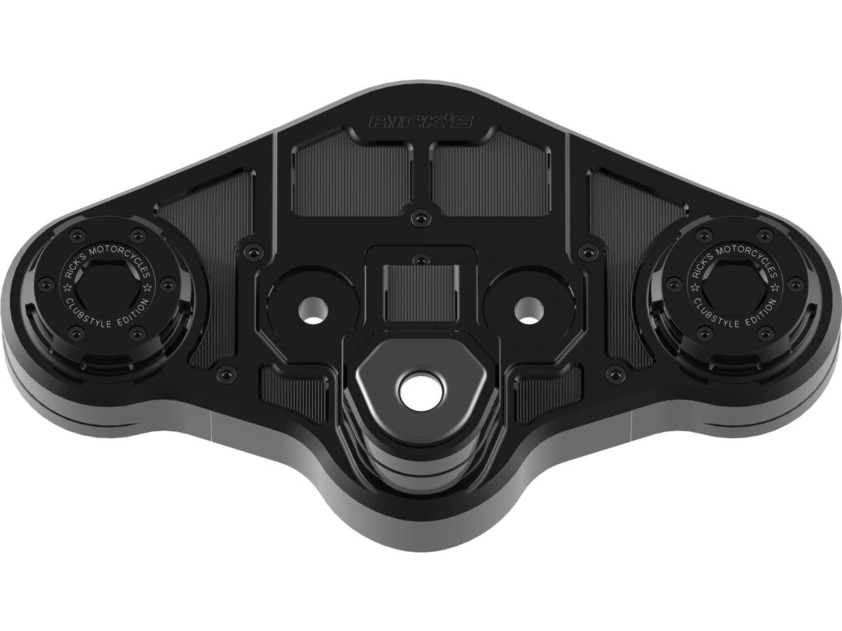 Ricks Motorcycles Club Style Pullback Riser And Triple Tree Cover Kit 7" Height, 1 1/4" Clamp Diameter Black Anodized Ricks Motorcycles