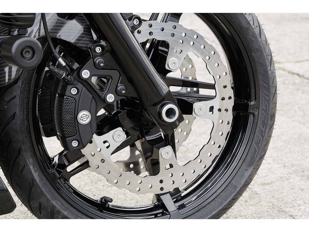 Ricks Motorcycles Oversize Brake Rotor Axial Brake Caliper Adapter For 355mm (14") Rotors Gloss Black Dual Disc Ricks Motorcycles