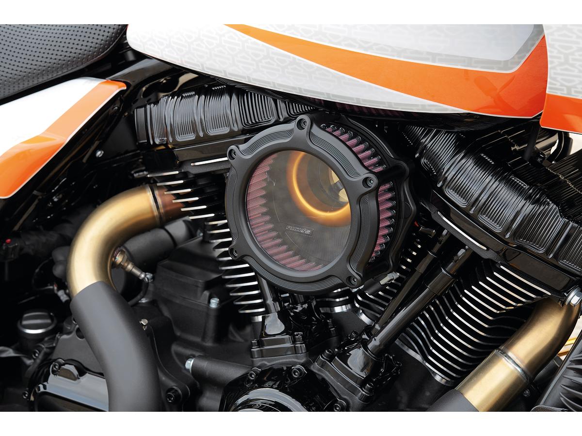 Ricks Motorcycles Good Guys 3 Air Cleaner Transparent Cover, Gold Insert Anodized Black Ricks Motorcycles