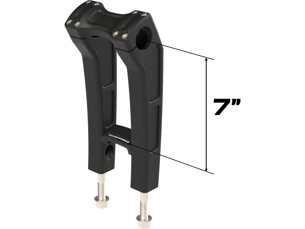 Thunderbike Clubstyle Riser Kit Height: 7", For 1 1/4" Handlebar, No Instrument Black Satin 1 1/4" Thunderbike