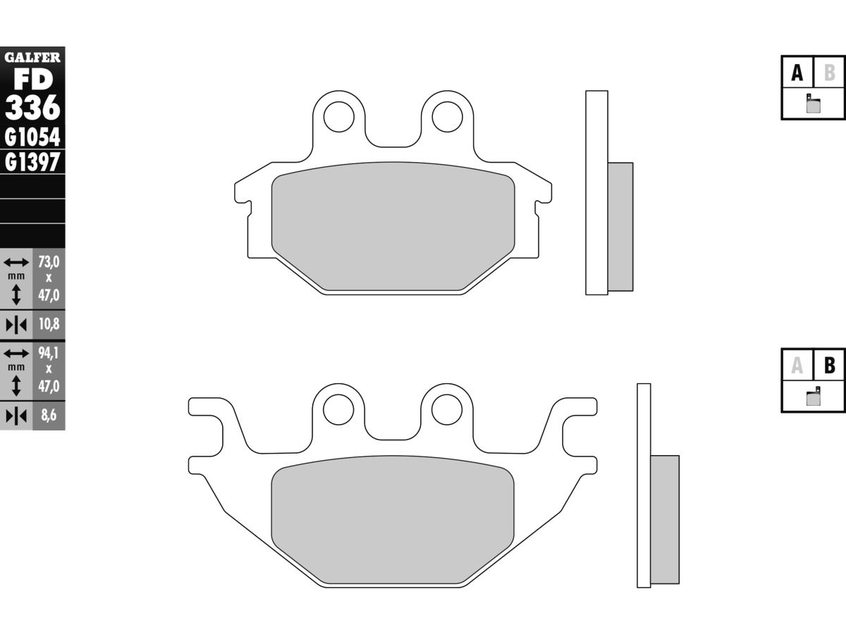 Galfer Semi Metallic Compound G1054 Brake Pad Organic Rear Galfer Default Title