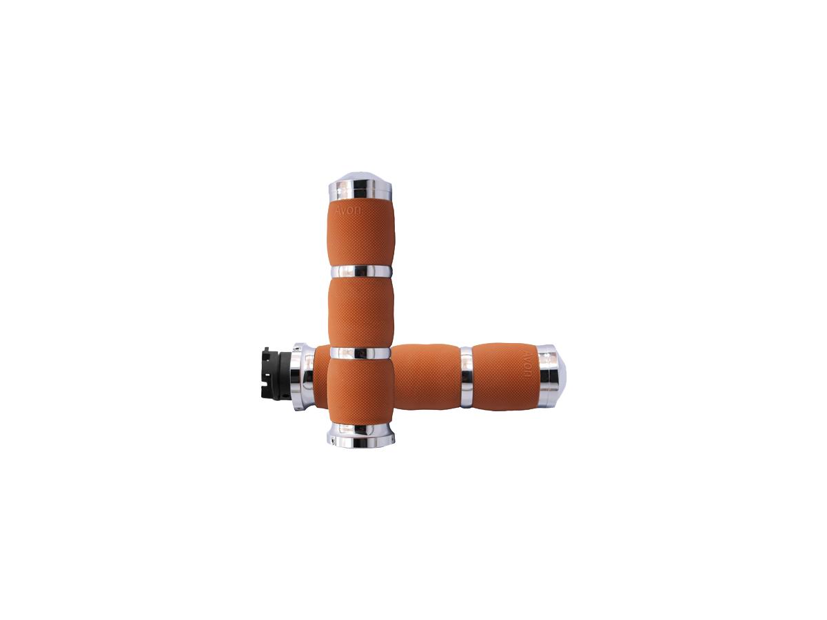 Avon Performance Grips Air Cushion Grips Tan Rubber Chrome 7/8" Throttle By Wire Avon Performance Grips Default Title