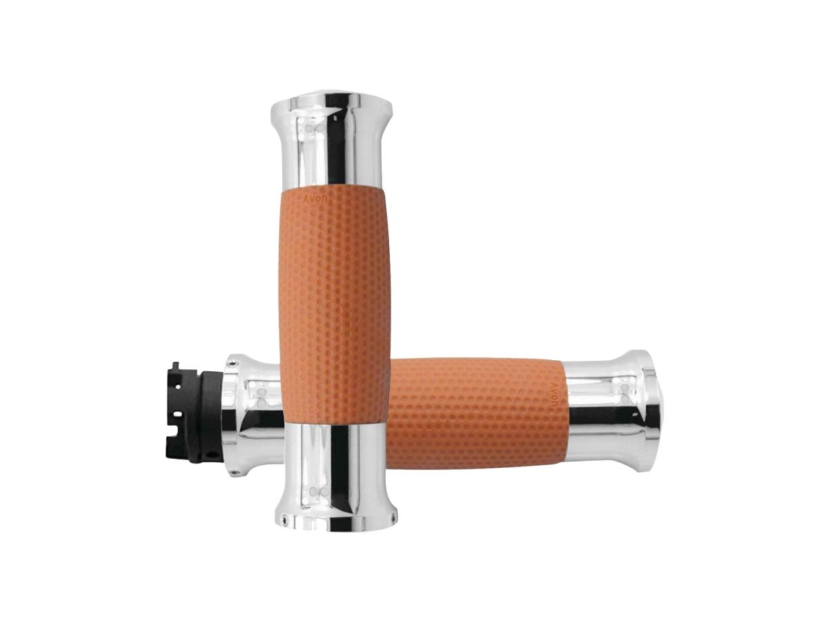 Avon Performance Grips Air Gel Grips Tan Rubber Chrome 7/8" Throttle By Wire Avon Performance Grips Default Title