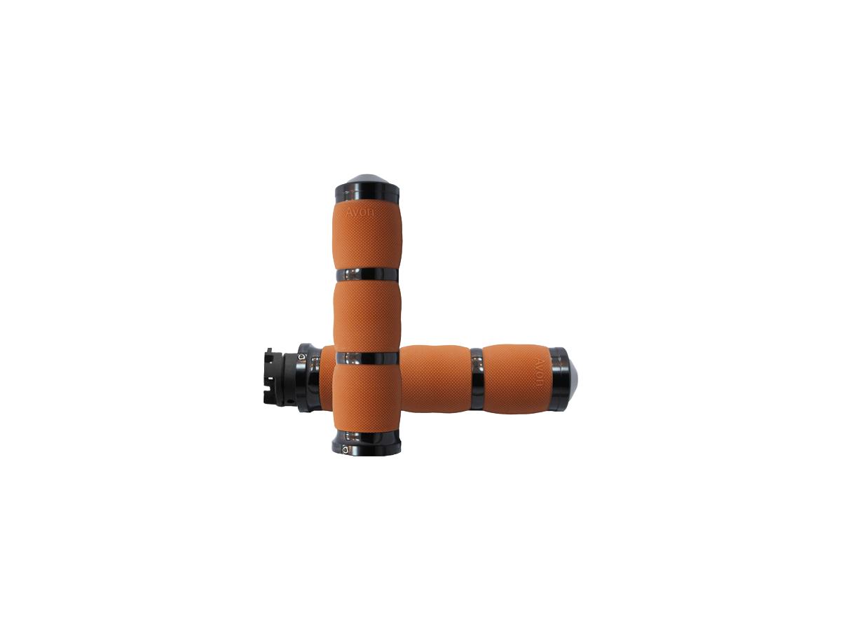 Avon Performance Grips Air Cushion Grips Tan Rubber Black Anodized 7/8" Throttle By Wire Avon Performance Grips Default Title