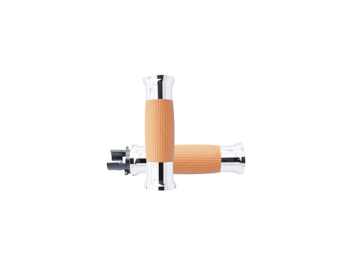 Avon Performance Grips Air Gel Grips Tan Rubber Chrome 7/8" Throttle By Wire Avon Grips Default Title