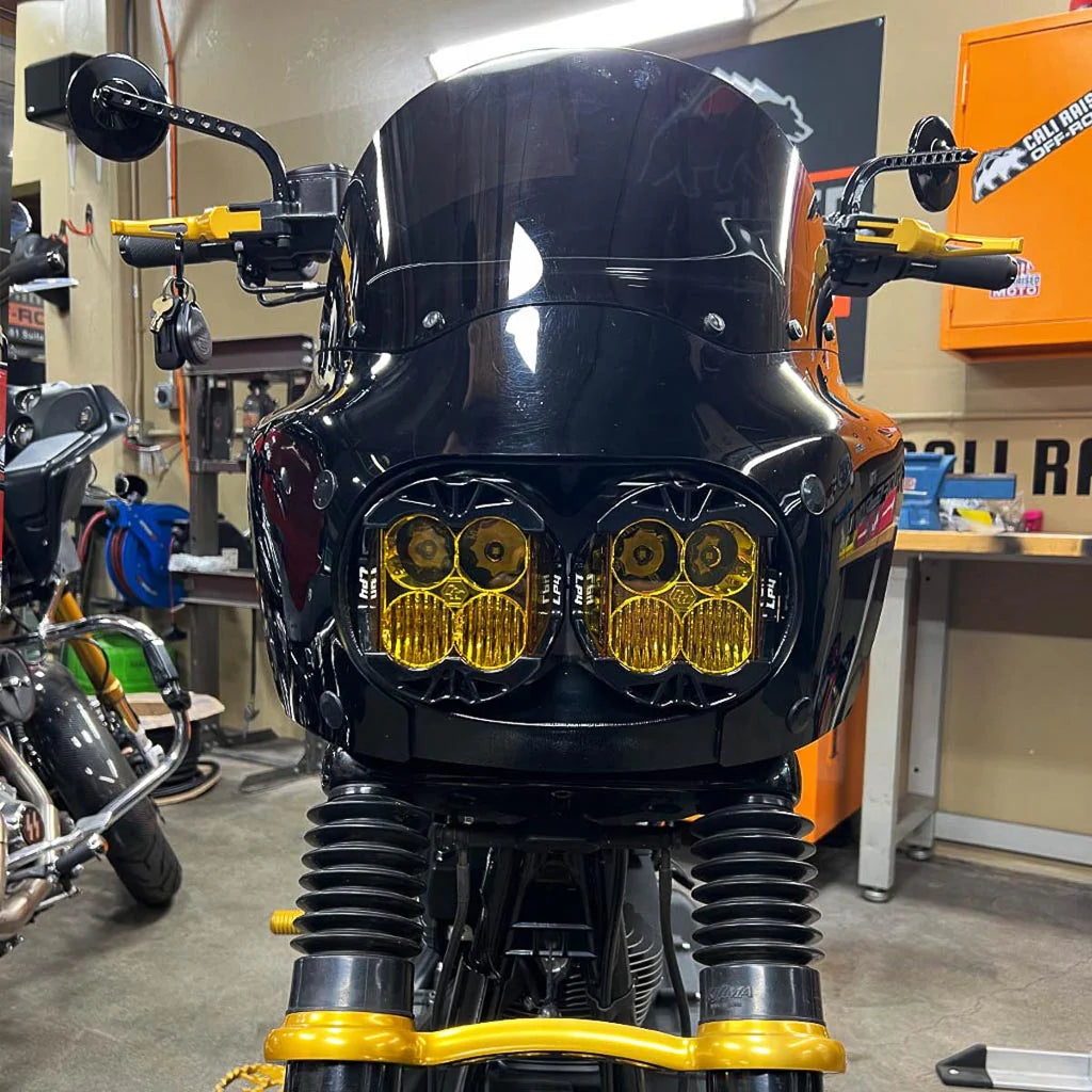 A10 Moto 08 17 Dyna Fat Bob Dual Lp4 Lighting Combo Kit For Memphis Shades 7401 A10 Moto Bracket Kit Only