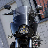 A10 Moto Universal 3.5" Bar Mount Lp6 Combo Kit Fits Ms Road Warrior Fairing A10 Moto New Softail/Touring White
