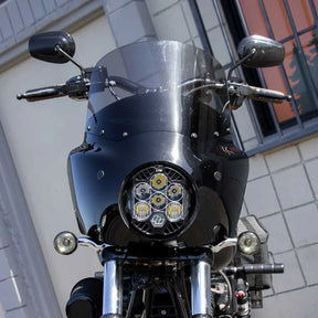 A10 Moto Universal 3.5" Bar Mount Lp6 Combo Kit Fits Ms Road Warrior Fairing A10 Moto New Softail/Touring White