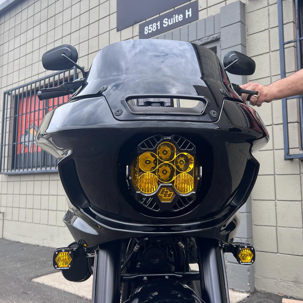 A10 Moto Low Rider ST "Cut In" Recessed LP6 Mount Combo Kit - Bracket & Harness w/ 1 Clear LP6 Headlight A10 Moto
