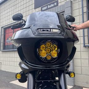 A10 Moto Low Rider ST "Cut In" Recessed LP6 Mount Combo Kit - Bracket & Harness w/ 1 Clear LP6 Headlight A10 Moto