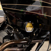 A10 Moto 98 13 Road Glide Billet S1 Pod Front Turn Signal Kit Combo Kit A10 Moto Gloss Black Coating Yes Amber Lenses (Best for Turns)