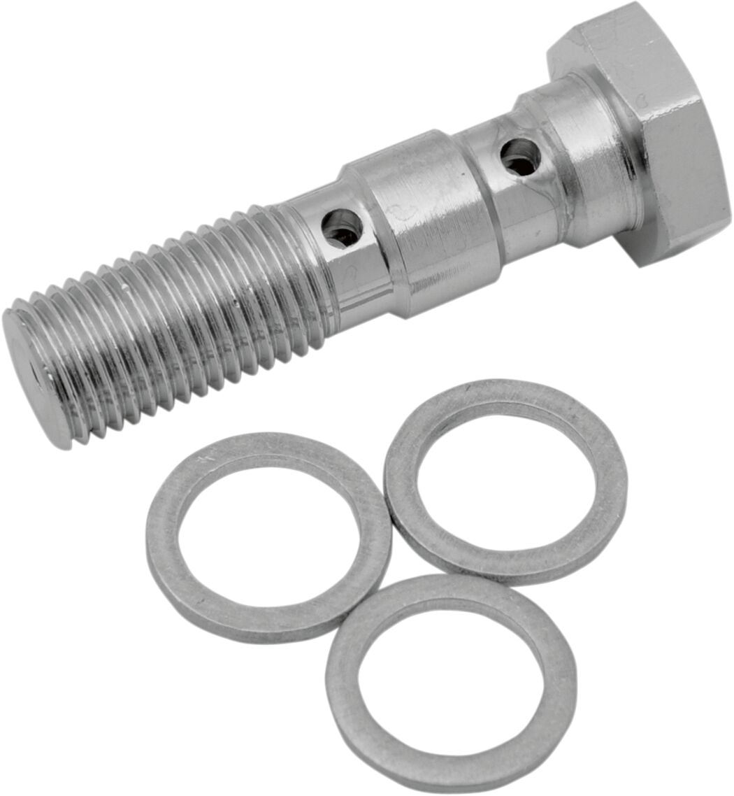 Drag Specialties Banjo Bolt 3/8 24 Dual BRAKE LINE HARDWARE Drag Specialties