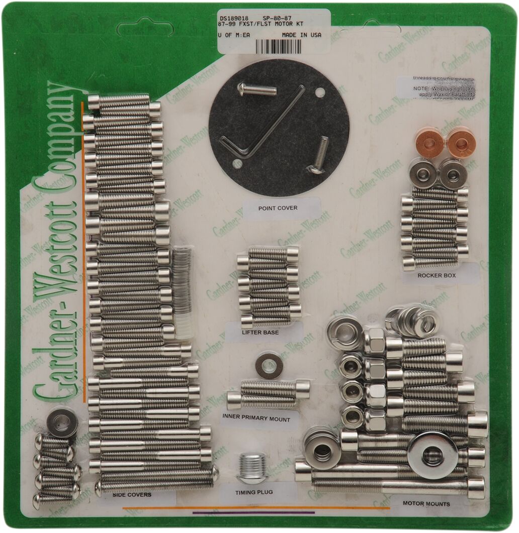Gardner Westcott Bolt Kit Motor Socket Head Stainless Steel Polished Natural Motor Screw Kits Gardner Westcott