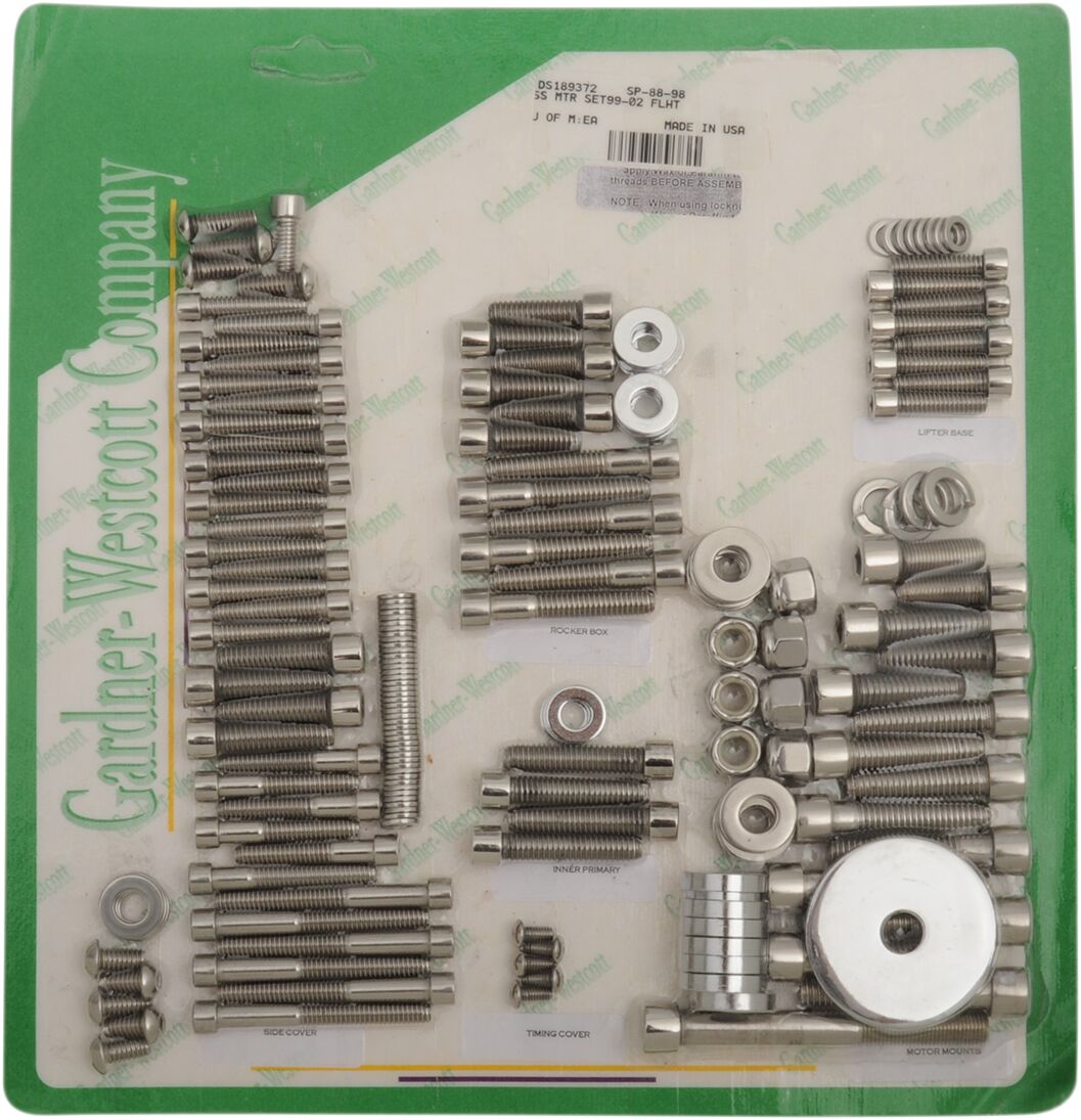 Gardner Westcott Bolt Kit Motor/Socket Head Stainless Steel Polished Natural Motor Screw Kits Gardner Westcott