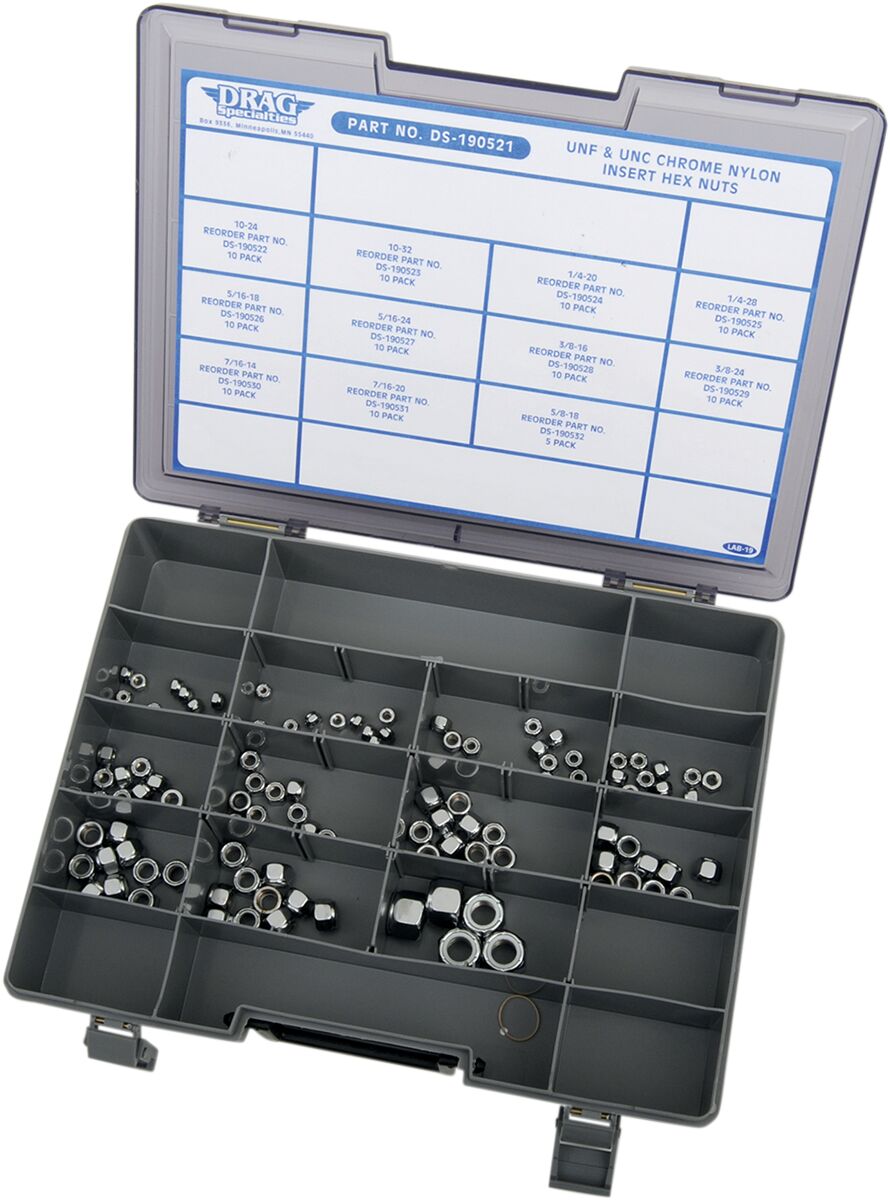Drag Specialties Assortmnt Nylon Insrt Nut HARDWARE KITS - ASSORTMENTS Drag Specialties
