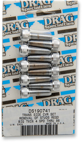 Drag Specialties Chrome Socket Head Kicker Cover Bolt Kit Knurled Drag Specialties