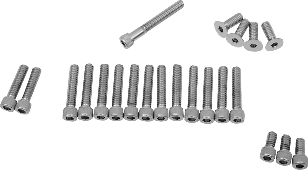 Drag Specialties Chrome Socket Head Primary/Cam Cover Bolt Kit Knurled Hardware Kits Drag Specialties