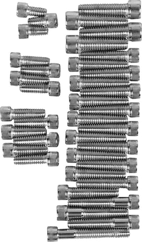 Drag Specialties Chrome Socket Head Primary/Cam Cover Bolt Kit Knurled Hardware Kits Drag Specialties
