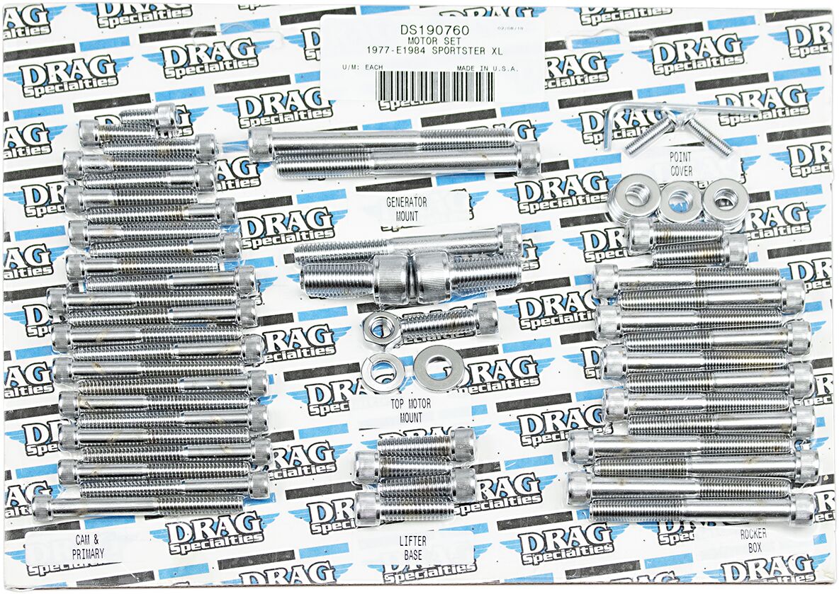 Drag Specialties Chrome Socket Head Motor Bolt Kit Knurled Hardware Kits Drag Specialties