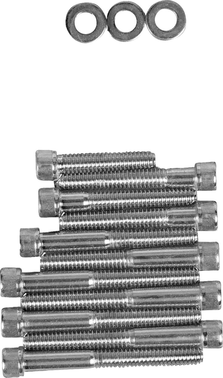 Drag Specialties Chrome Socket Head Cam Cover Bolt Kit Knurled Hardware Kits Drag Specialties