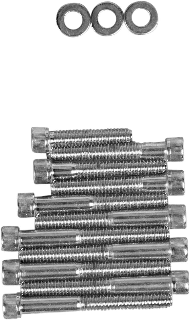 Drag Specialties Chrome Socket Head Cam Cover Bolt Kit Knurled Hardware Kits Drag Specialties