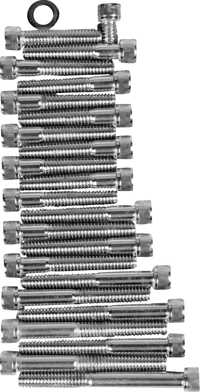 Drag Specialties Chrome Socket Head Sprocket Cover Bolt Kit Knurled Hardware Kits Drag Specialties