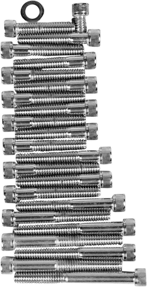 Drag Specialties Chrome Socket Head Sprocket Cover Bolt Kit Knurled Hardware Kits Drag Specialties
