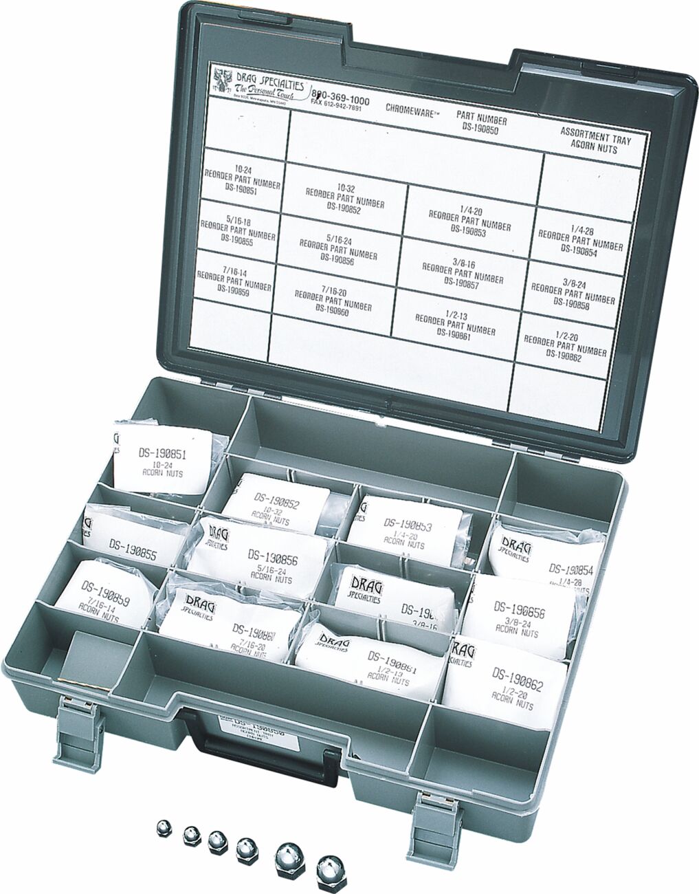 Drag Specialties Acorn Nut Assort Chrome HARDWARE KITS - ASSORTMENTS Drag Specialties