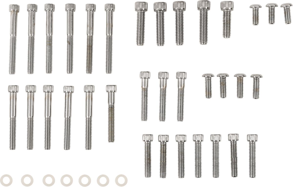 Drag Specialties Chrome Socket Head Primary/Cam Cover Bolt Kit Knurled Hardware Kits Drag Specialties