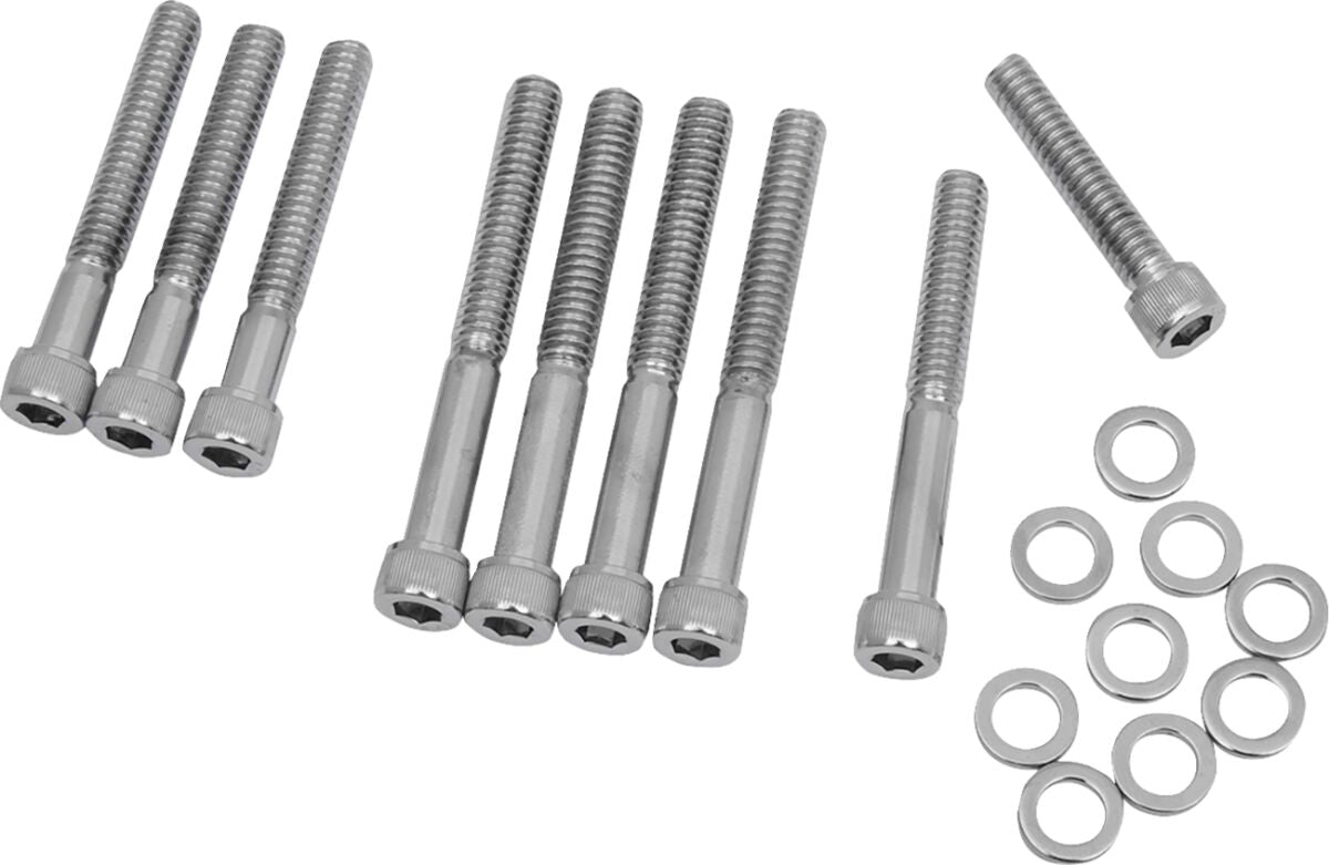 Drag Specialties Chrome Socket Head Cam Cover Bolt Kit Knurled Hardware Kits Drag Specialties