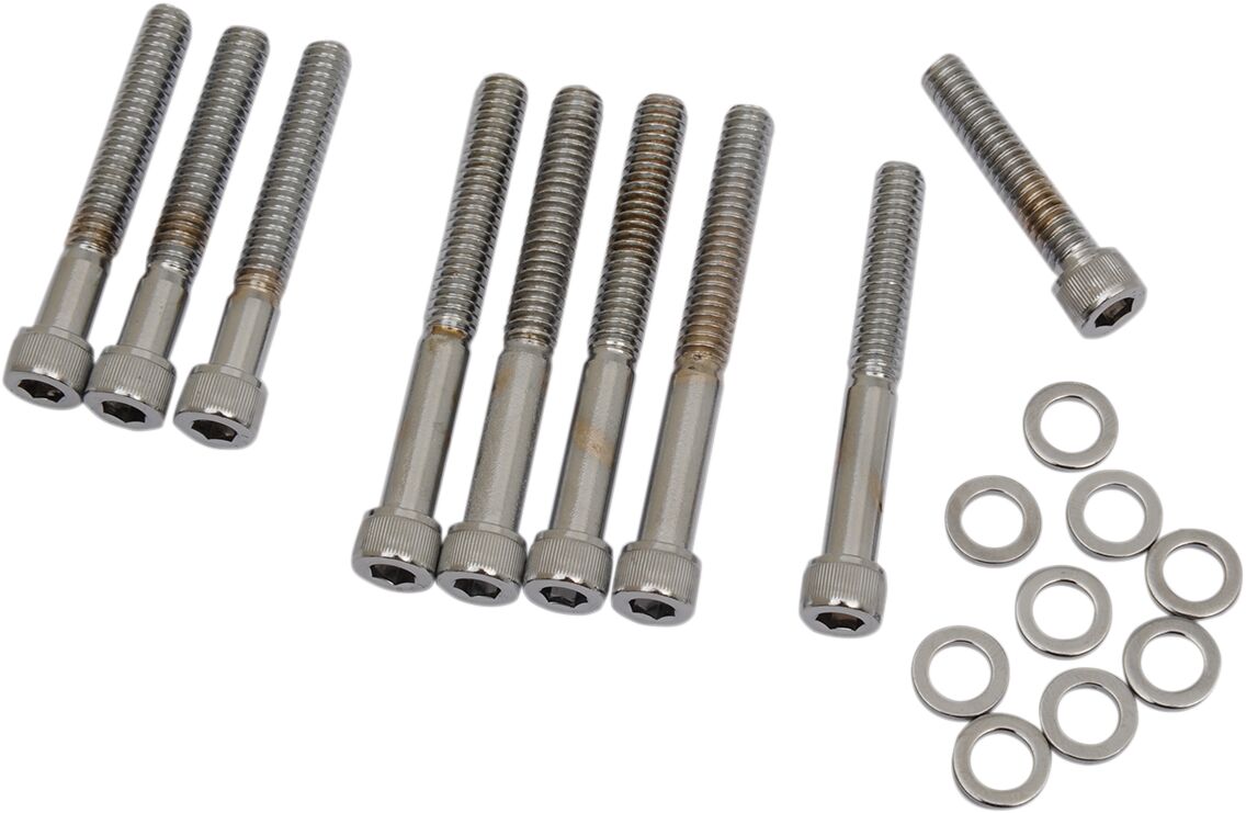 Drag Specialties Chrome Socket Head Cam Cover Bolt Kit Knurled Hardware Kits Drag Specialties