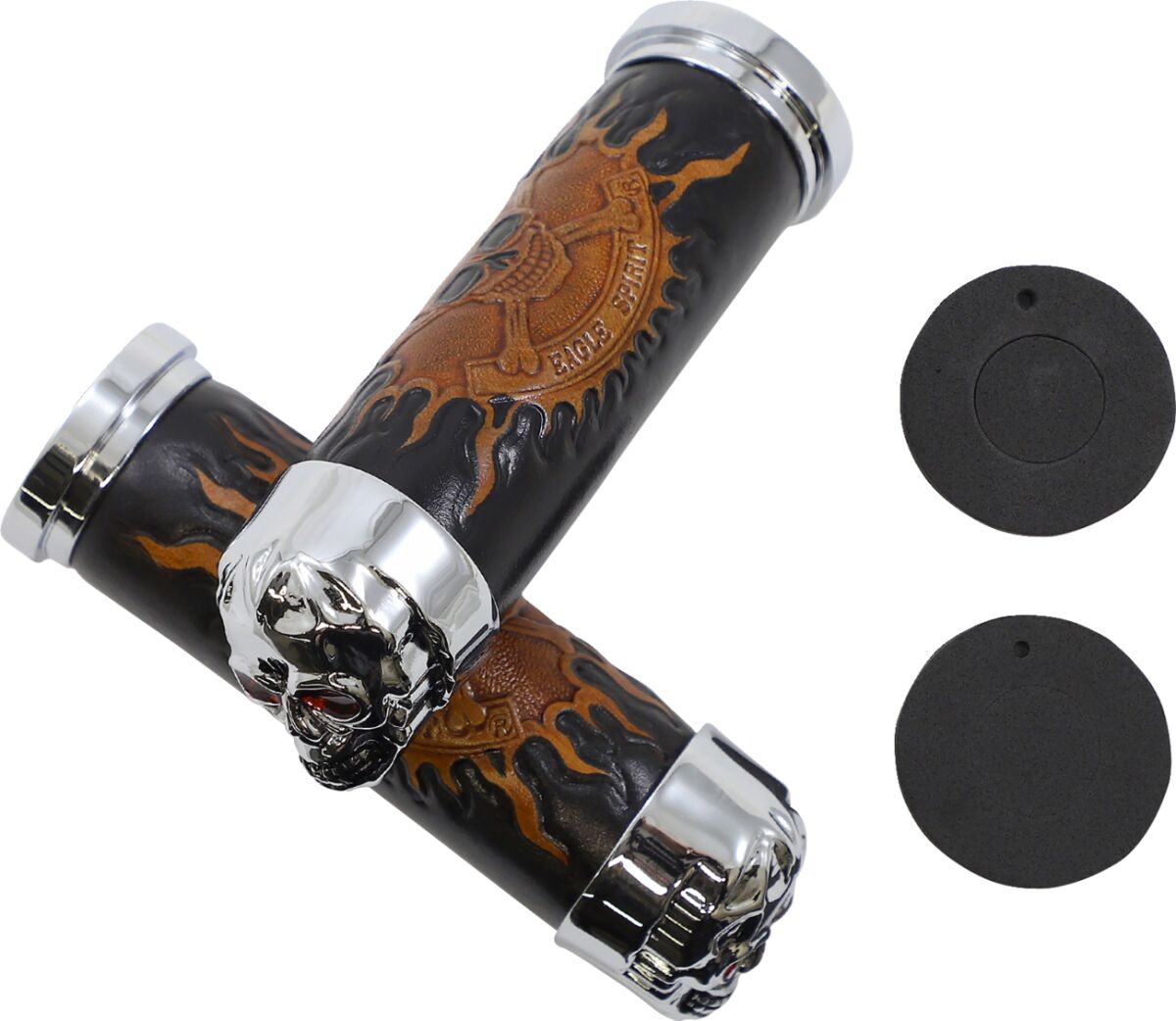 Drag Specialties Chr Skull Grip W/Red Eyes HANDLEBAR GRIPS Drag Specialties