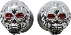 Drag Specialties Chr Skull Grip W/Red Eyes HANDLEBAR GRIPS Drag Specialties