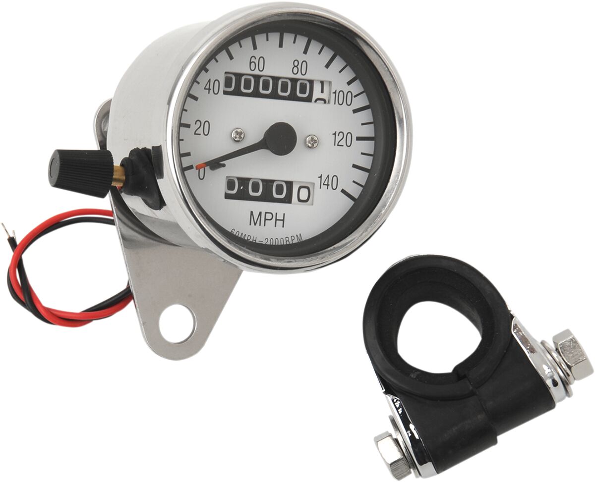 Drag Specialties 2:1 Wht Speedo W/Trip Mtr SPEEDOMETER GROUP Drag Specialties