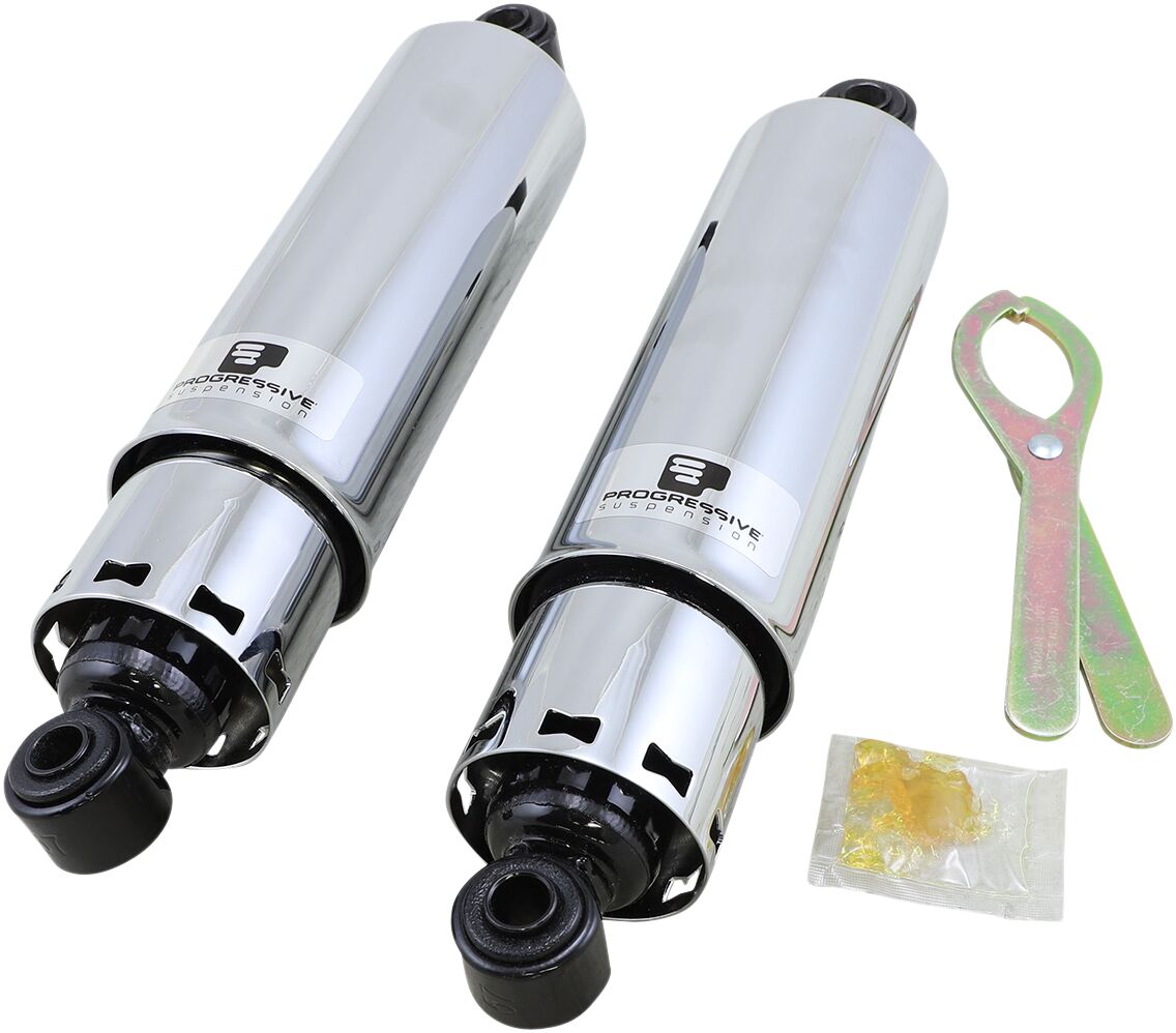 412 Series Rear Shocks 12", Chrome - 73-86 FL & FLH & FXR & FX Rear Shocks Progressive Suspension Default Title