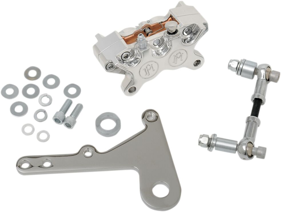 Performance Machine (Pm) 4 Piston Front Caliper & Bracket, Polished - 73-83 Electra Glide Brake Caliper Kits Performance Machine