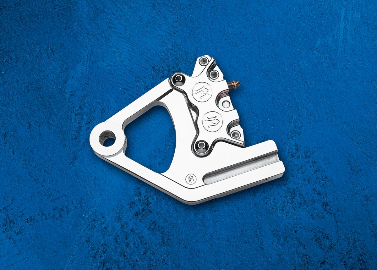 4 Piston Rear Caliper & Bracket, Chrome - 87-99 Softail Brake Calipers Performance Machine (Pm)