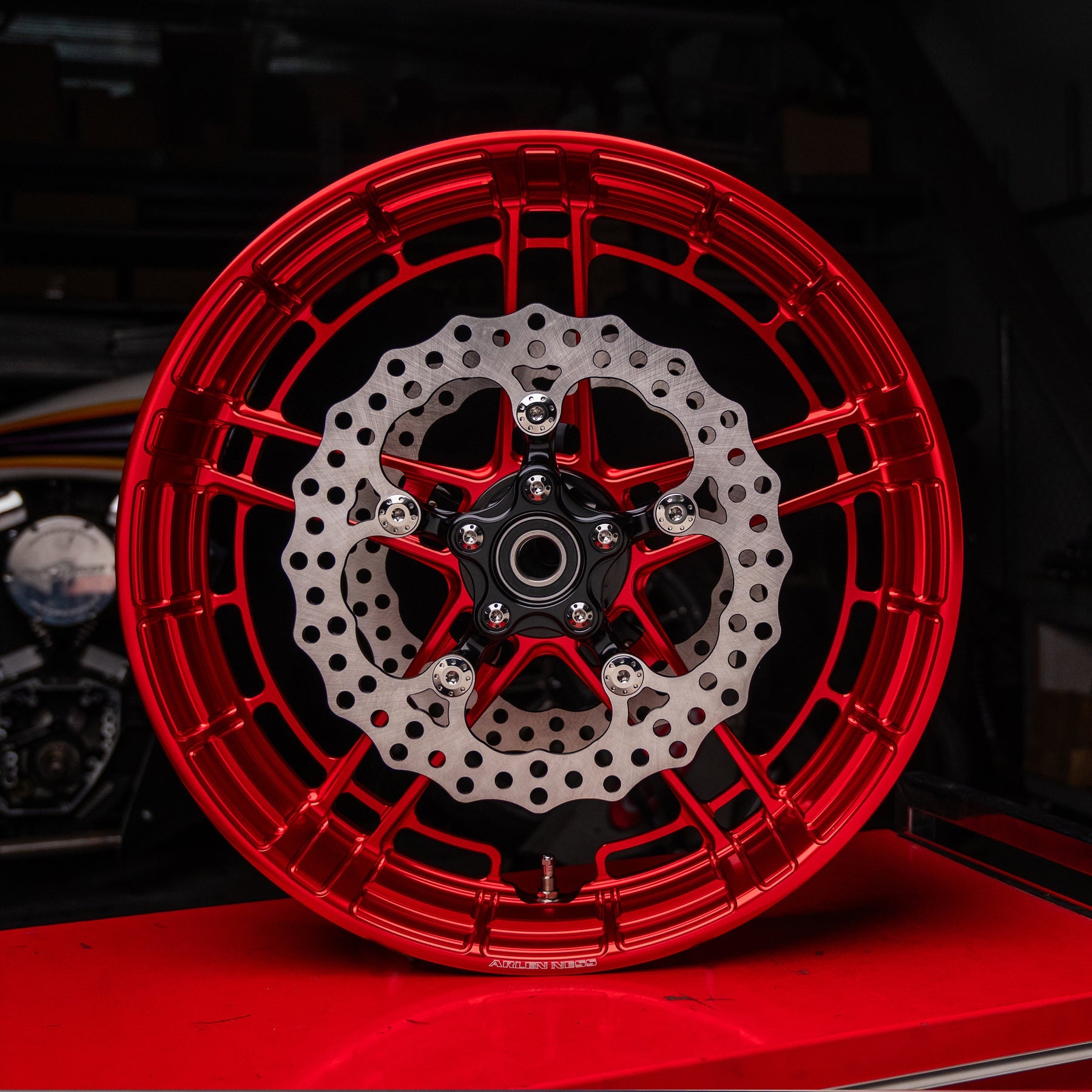 Arlen Ness Flatline Forged Wheels, Red - 21" X 3.50" Wheel Arlen Ness