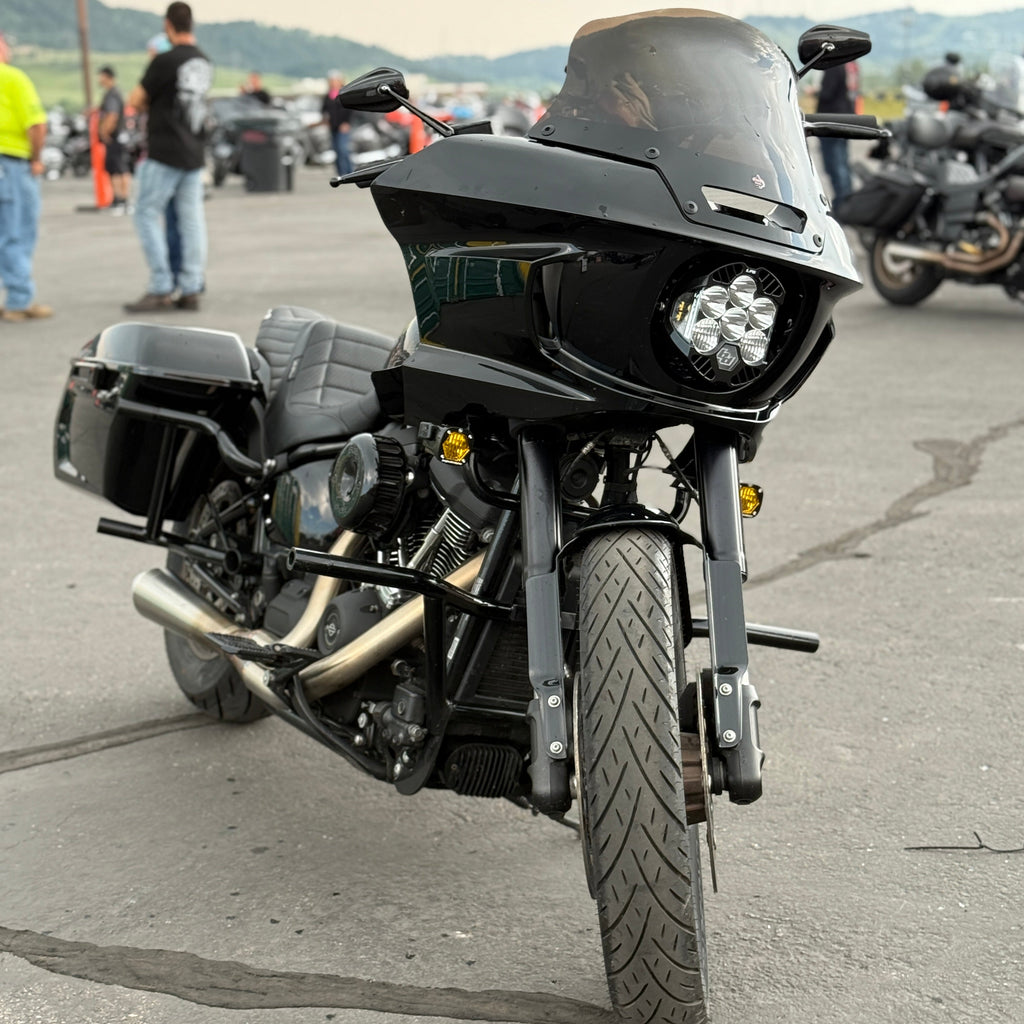 A10 Moto Low Rider ST "Cut In" Recessed LP6 Mount Combo Kit - Bracket & Harness w/ 1 Clear LP6 Headlight A10 Moto