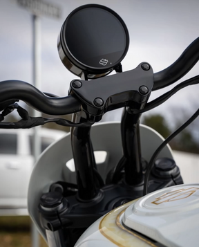 Bung King Handlebar Riser with Adjustable Gauge Mount, Wrinkle Black - 2022-2025 Low Rider S (FXLRS), 2025 Low Rider ST (FXLRST) Riser Bung King