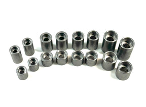 Bung King Counterbored Weld-In Bung Assortment, 16 Pieces, Mild Steel Frame Fabrication Part Bung King
