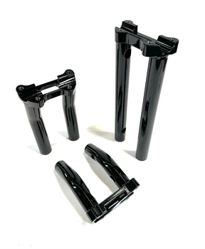 14" With 2" Pullback One Piece Lower Handlebar Riser With Internal Wire Holes, Raw - 22-24 Low Rider (FXLRS) Risers Bung King